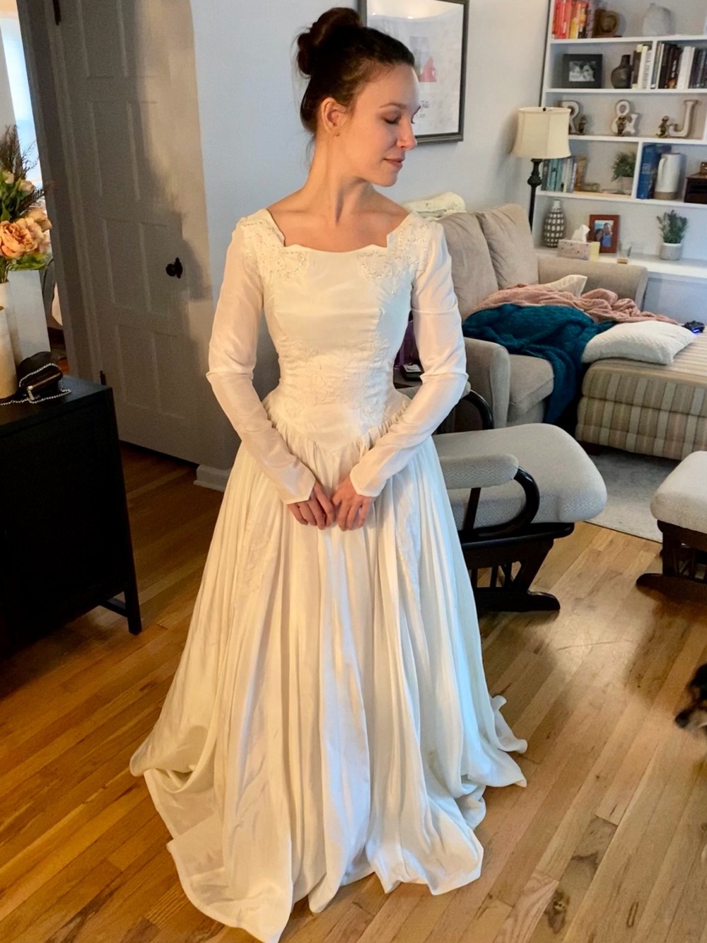 Timeless Long-Sleeve Bridal Gown in White